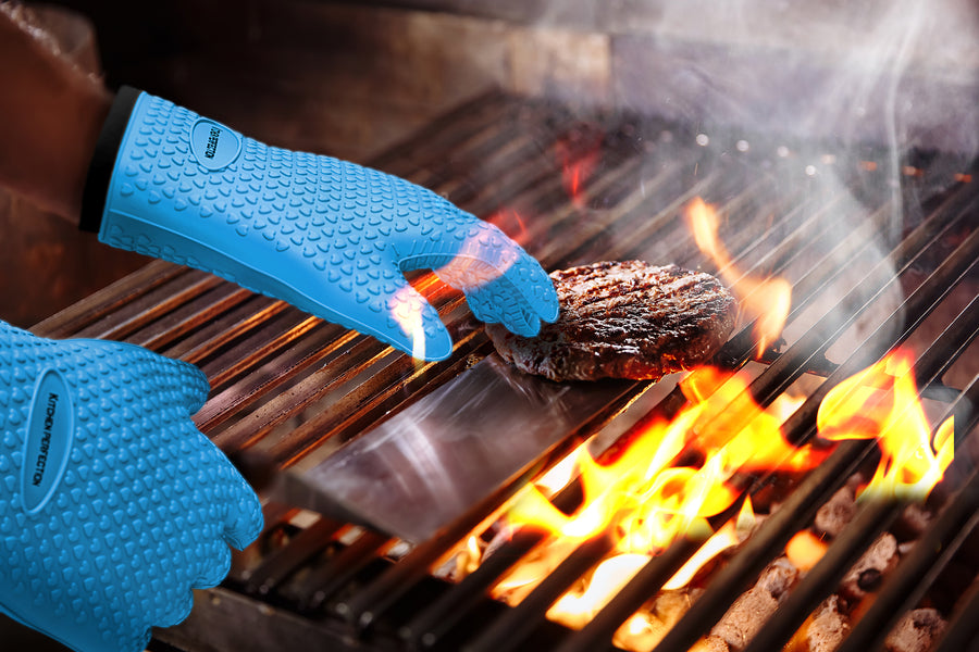 KITCHEN PERFECTION Silicone Smoker Oven Gloves -Extreme Heat